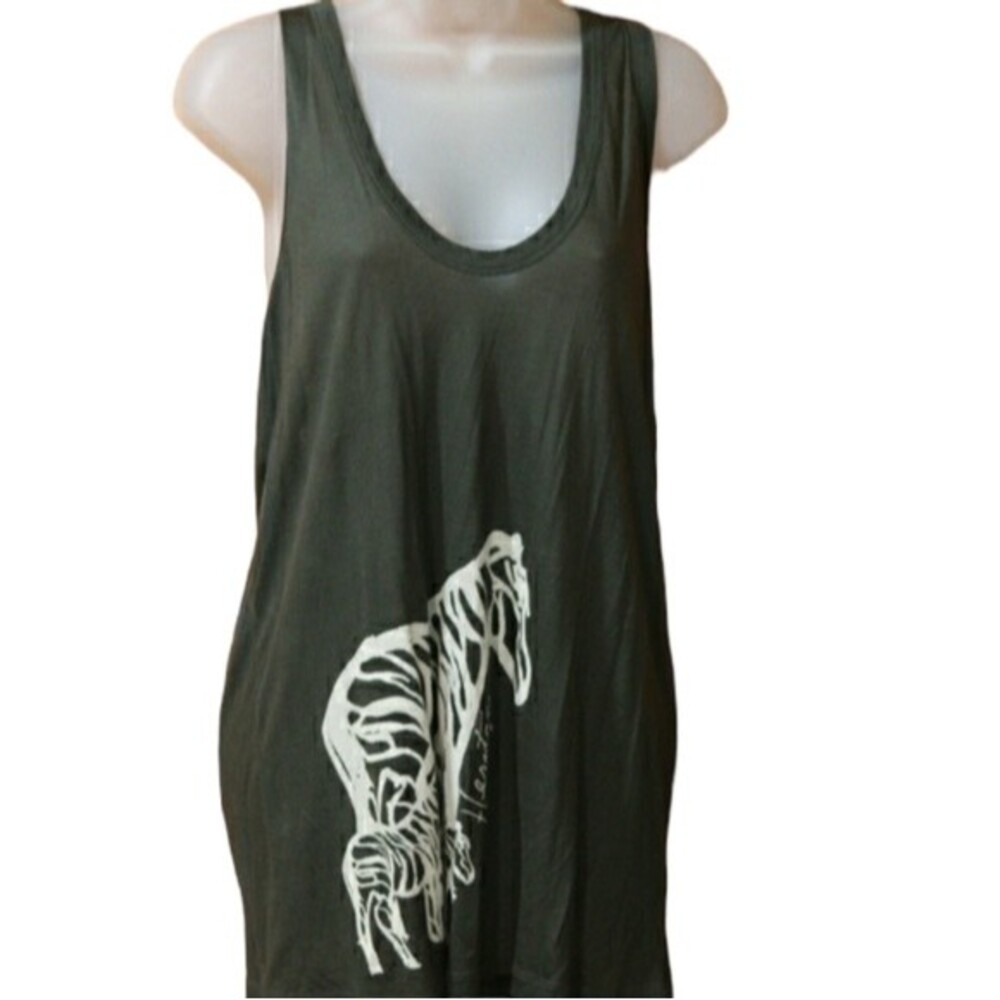 Banana Republic Heritage Green Zebra Tank Top LG lyocell